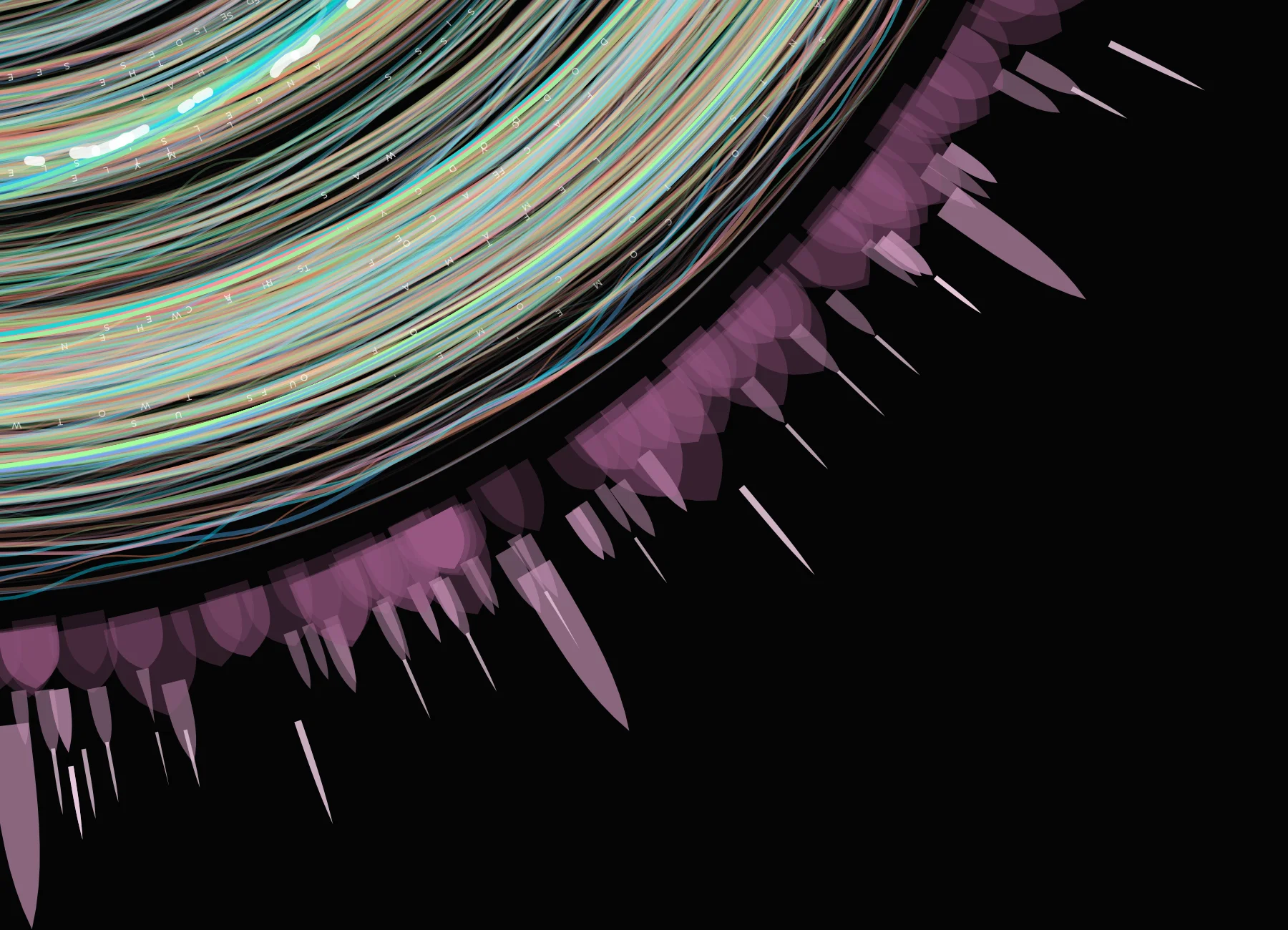 Detail crop showing rings growing from thin to thick across a crescendo